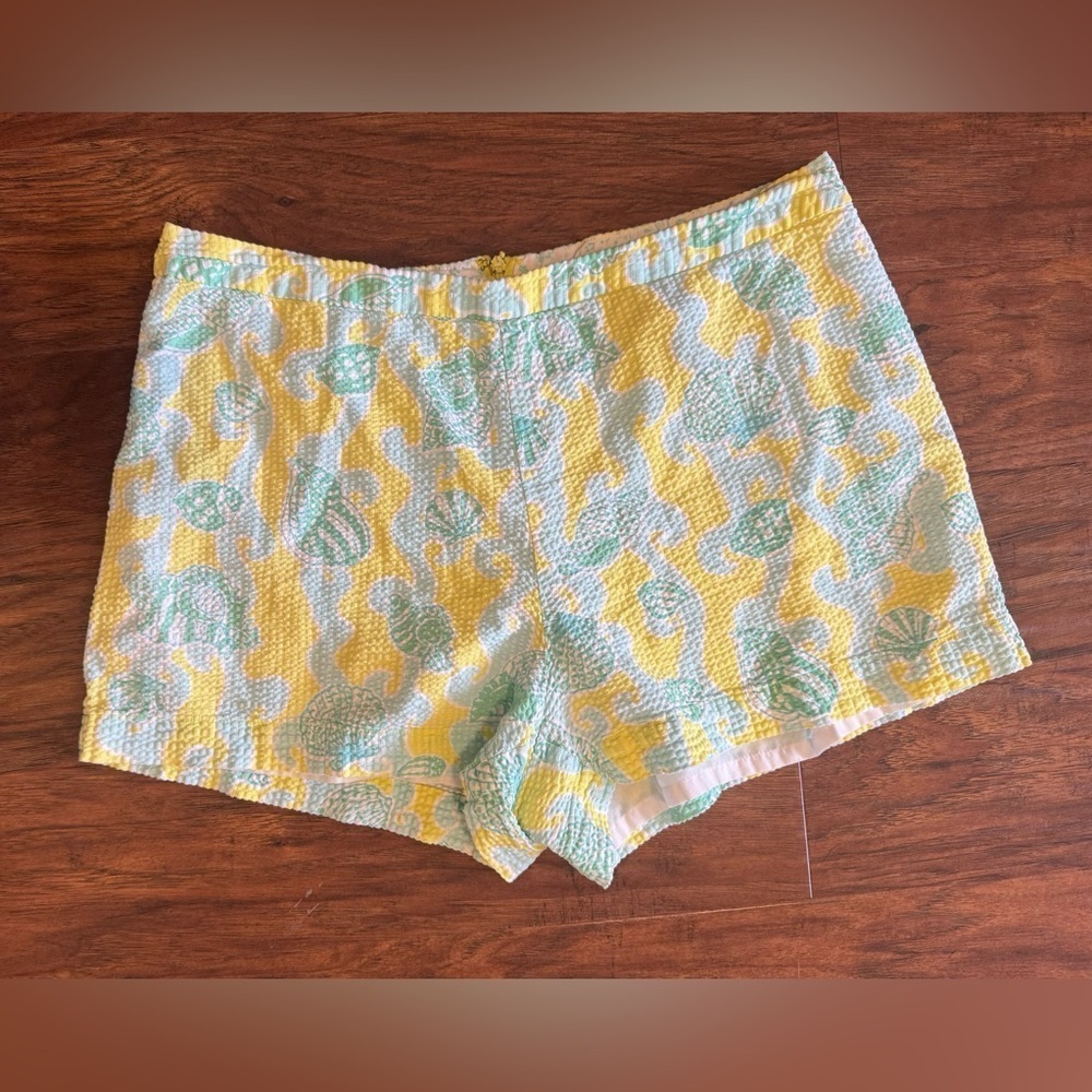 Vintage Lilly Pulitzer White Label Shorts Textured Seashells Beach Size 12 *SPOT